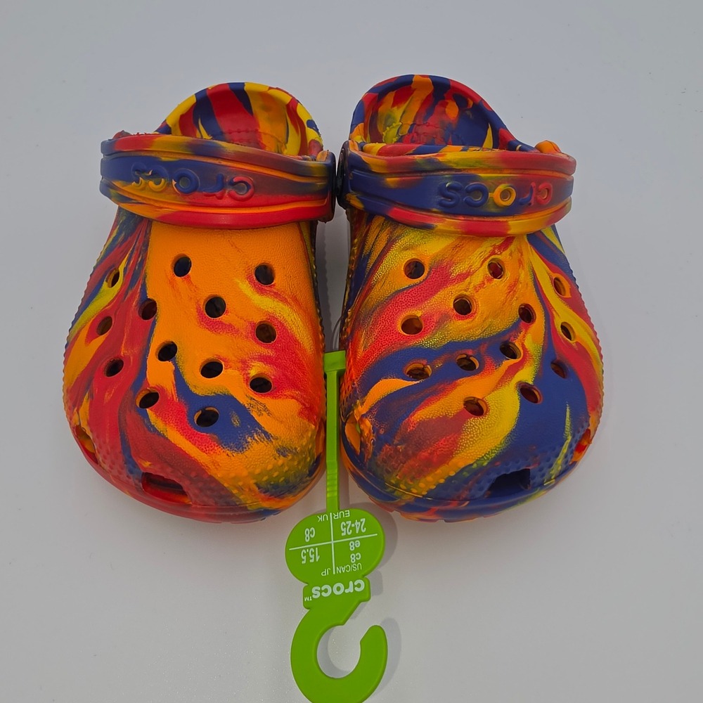 Crocs Classic Marbled Clog T Toddler Size C8 Multi Color Orange Blue 206838-83B